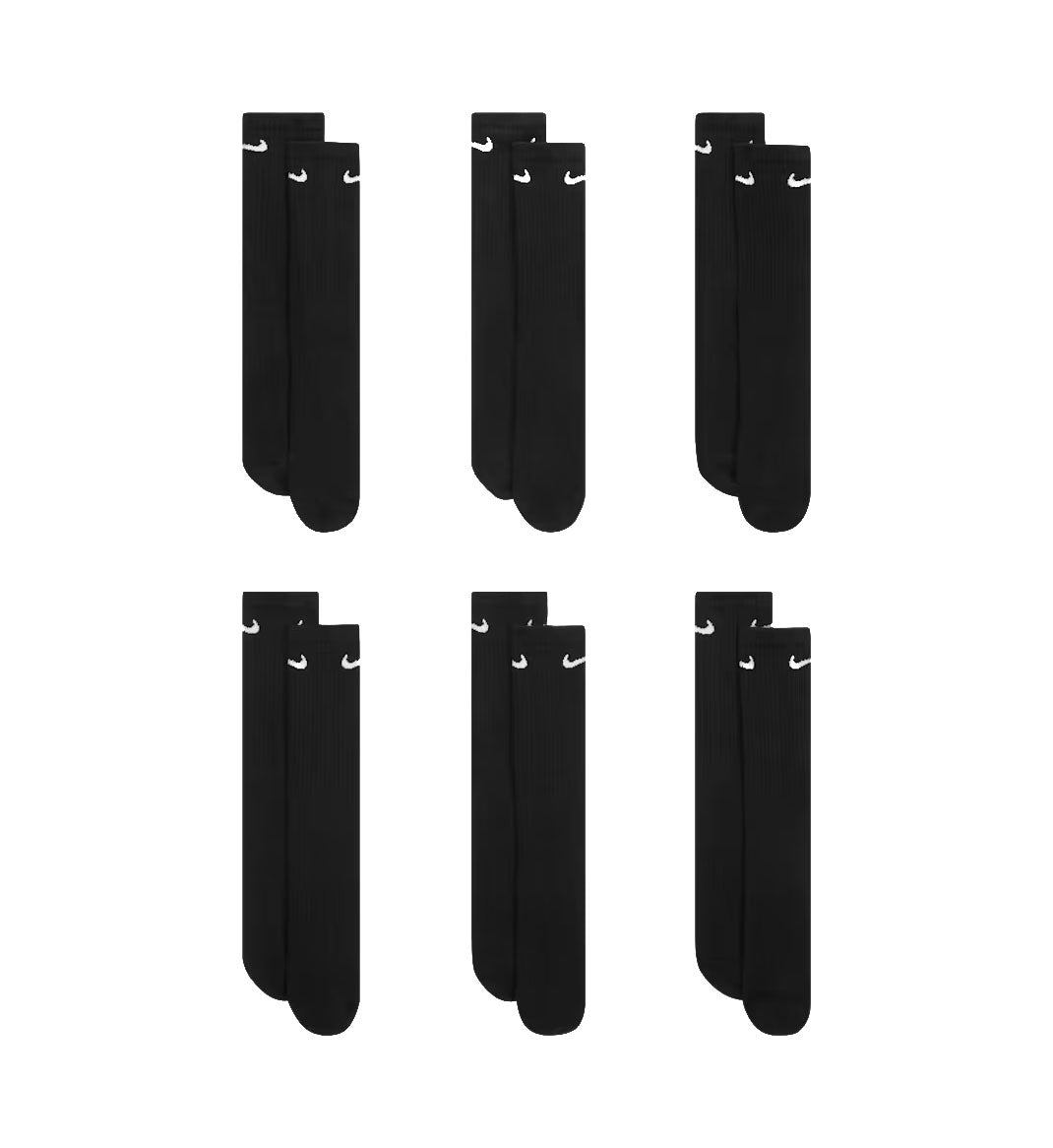 Nike Everyday Cushioned Training Crew Socks (6 Pairs) “Black/White” (SX7666-010)