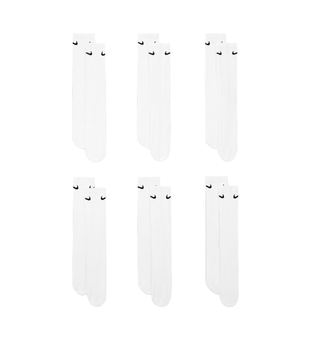 Nike Everyday Cushioned Training Crew Socks (6 Pairs) “White/Black” (SX7666-100)