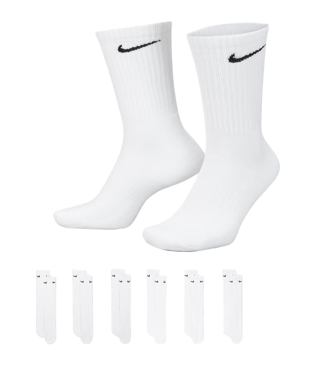 Nike Everyday Cushioned Training Crew Socks (6 Pairs) “White/Black” (SX7666-100)