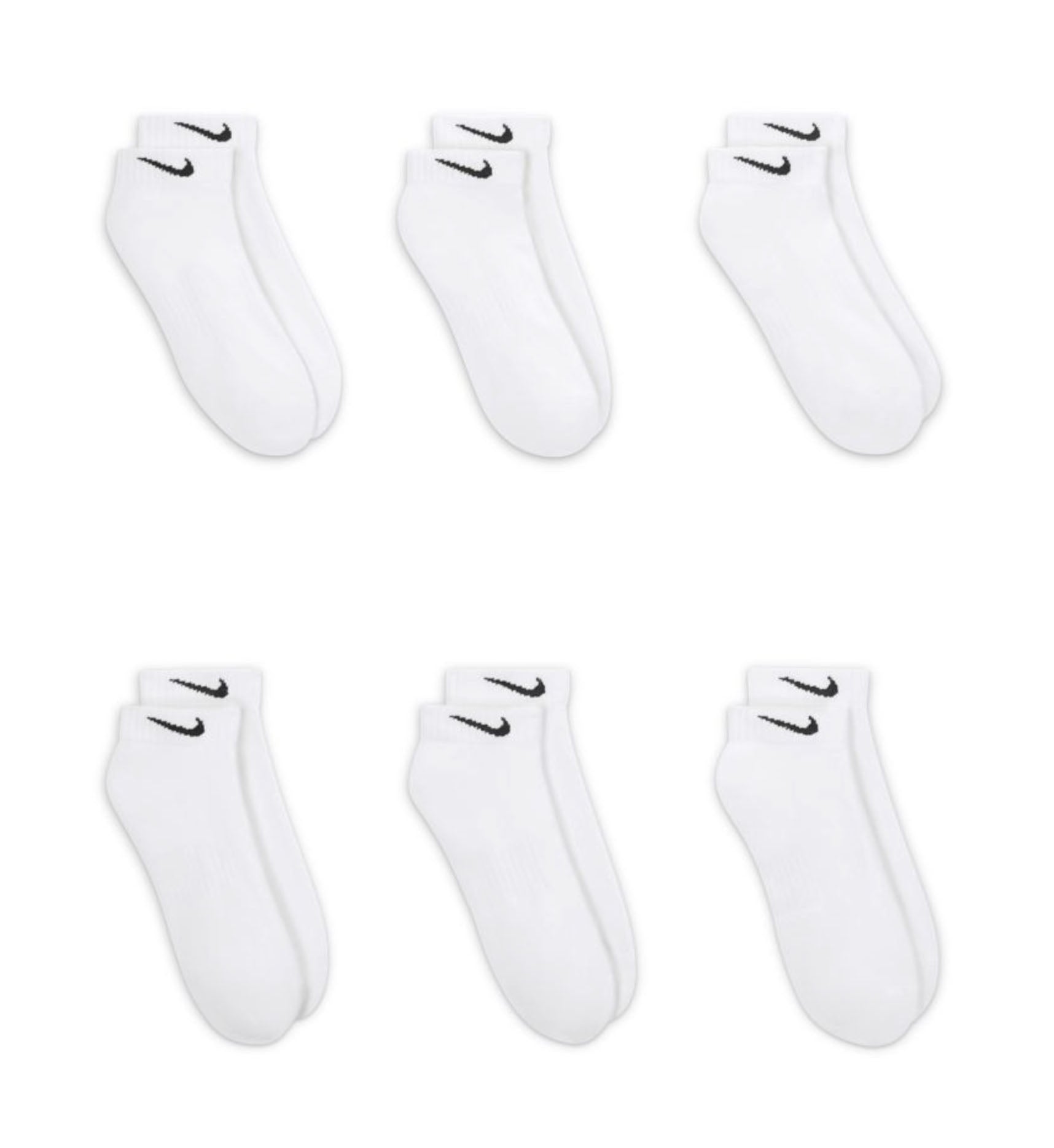 Nike Everyday Cushioned Training Low Socks (6 Pairs) “White” (SX7672-100)