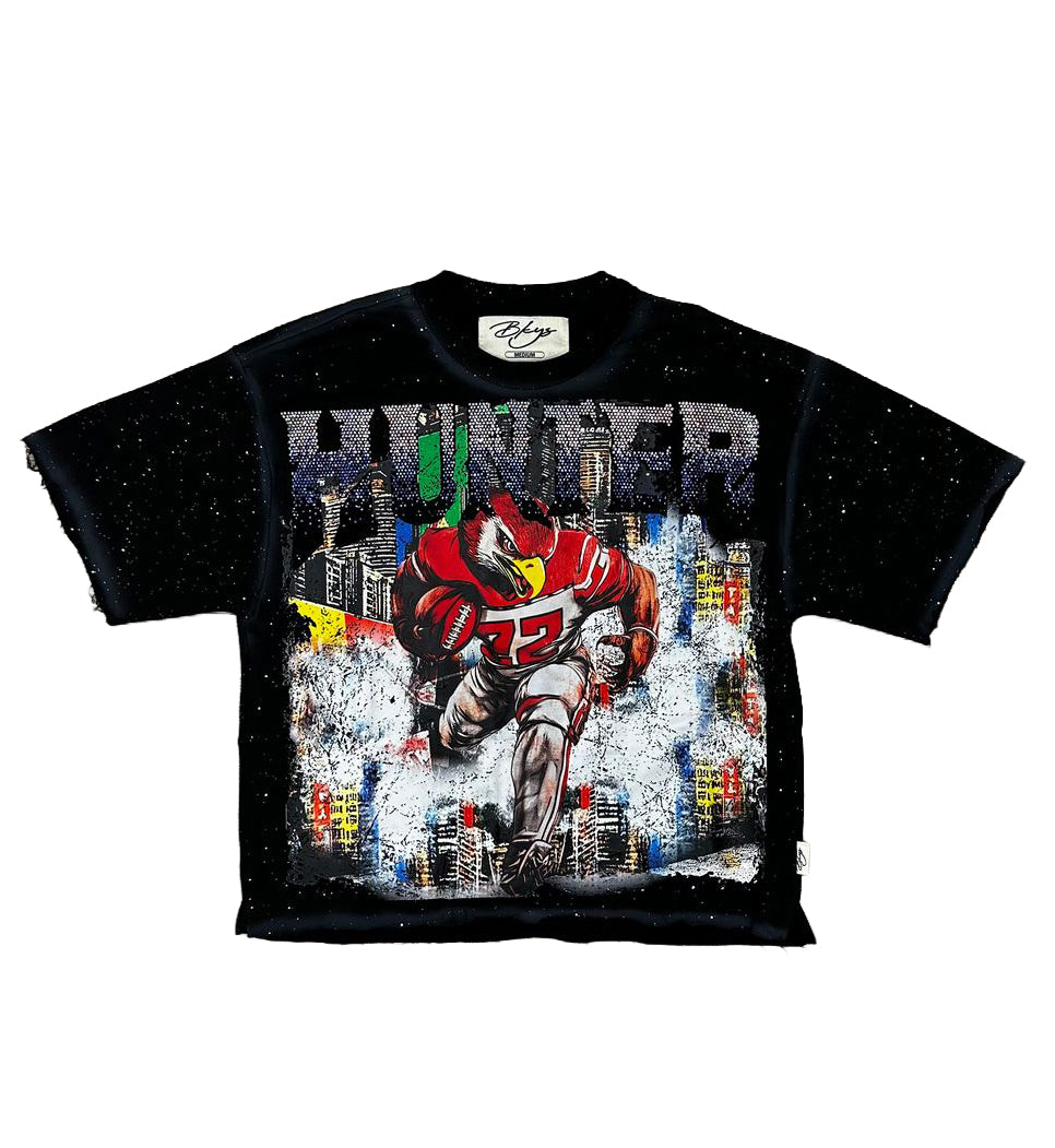 BKYS Hunter F-Terry Cropped T-Shirt | Black & Off White (T1402)