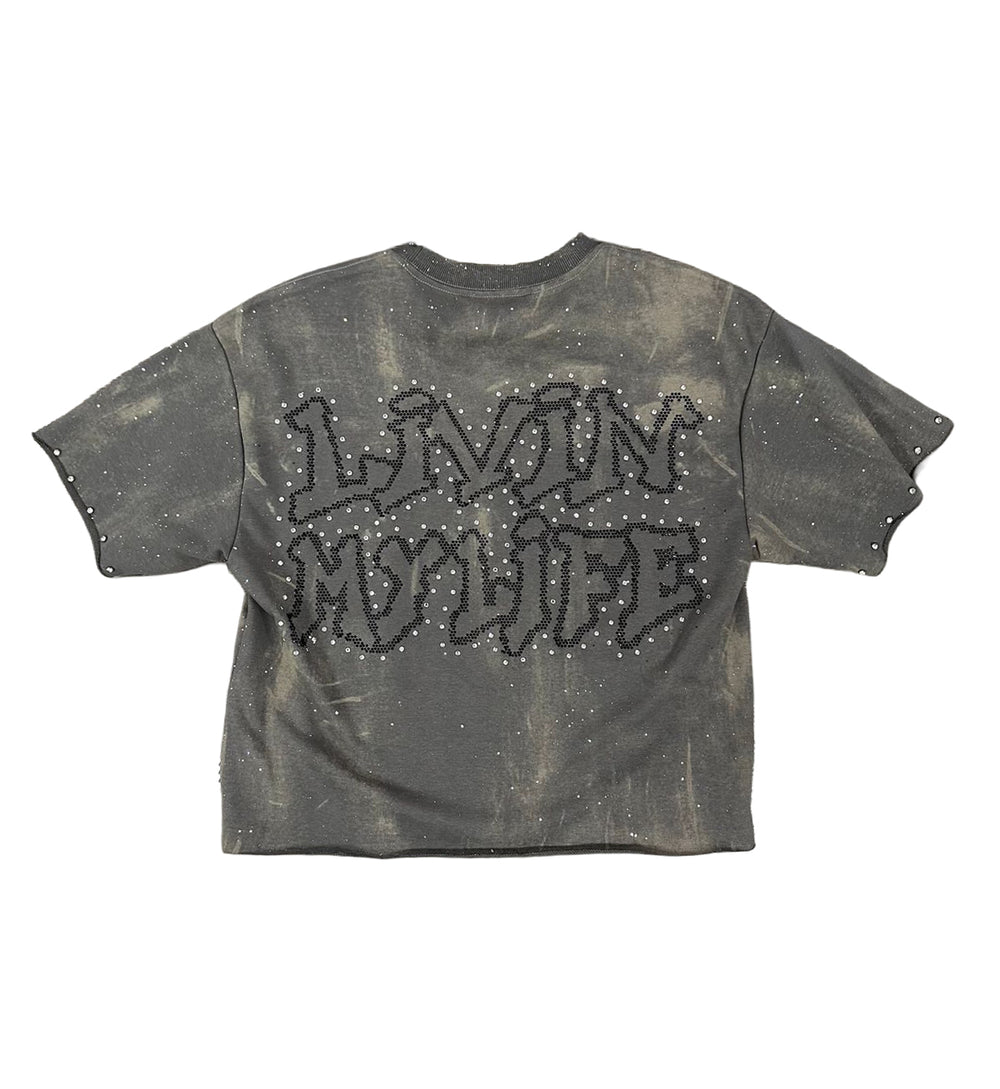 BKYS Livin F-Terry Cropped Tee Grey T1440 | Pro Feet