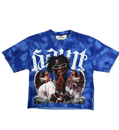 BKYS SAINT Double Side Cropped T-Shirt Blue T1479 | Pro Feet