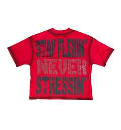 COLD F-Terry Cropped T-Shirt - Red (T1481)