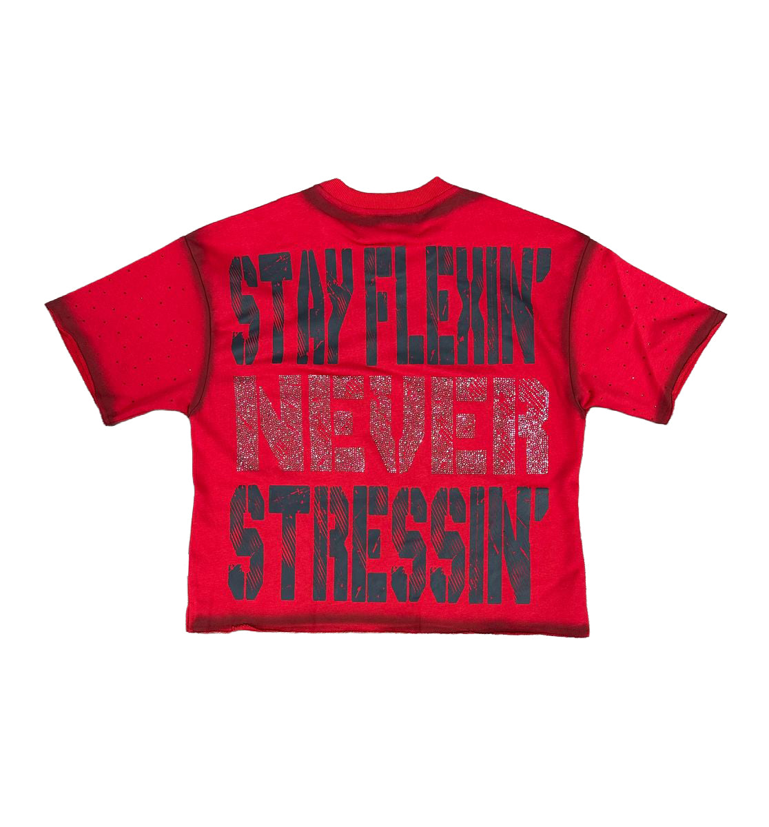 COLD F-Terry Cropped T-Shirt - Red (T1481)