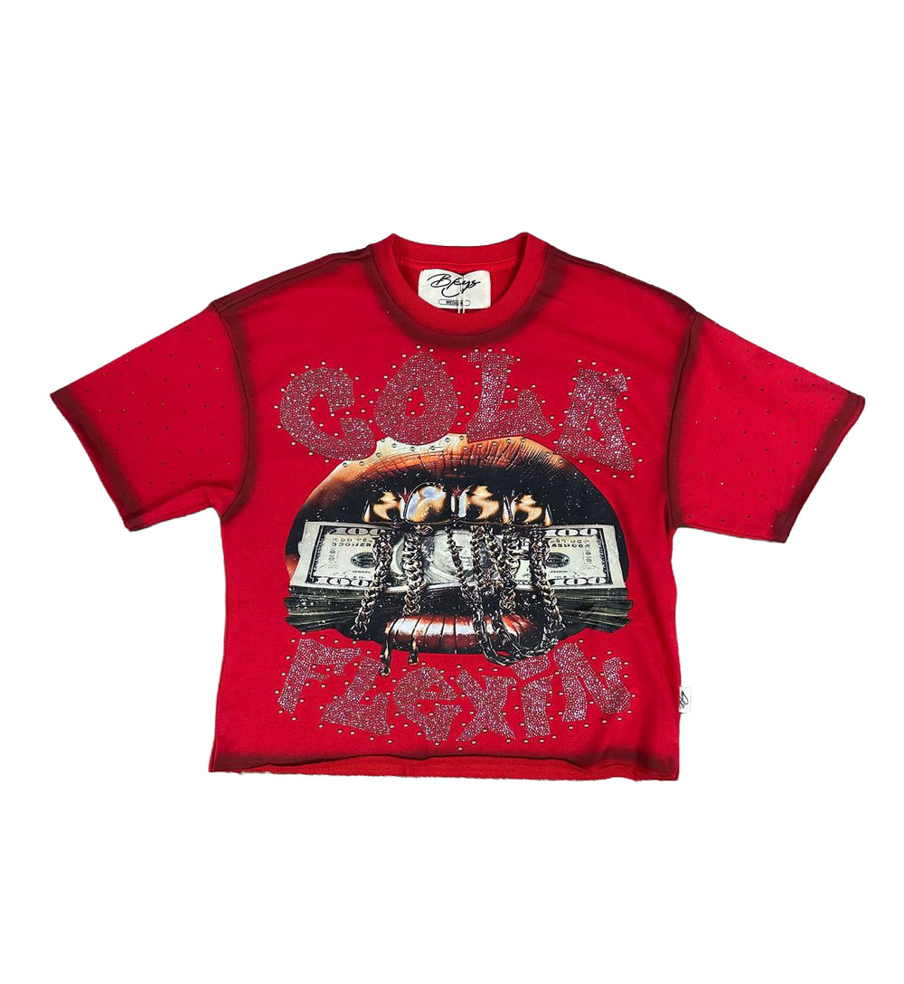 COLD F-Terry Cropped T-Shirt - Red (T1481)