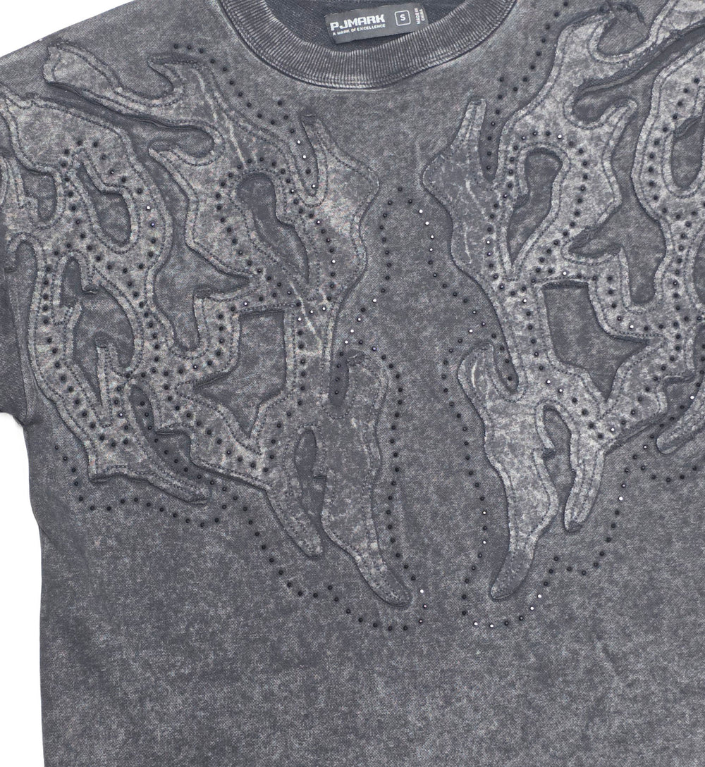 PJ Mark Acid-Washed F. Terry Cropped Tee – Black T25141 | Pro Feet