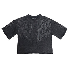 PJ Mark Acid-Washed F. Terry Cropped Tee – Black T25141 | Pro Feet