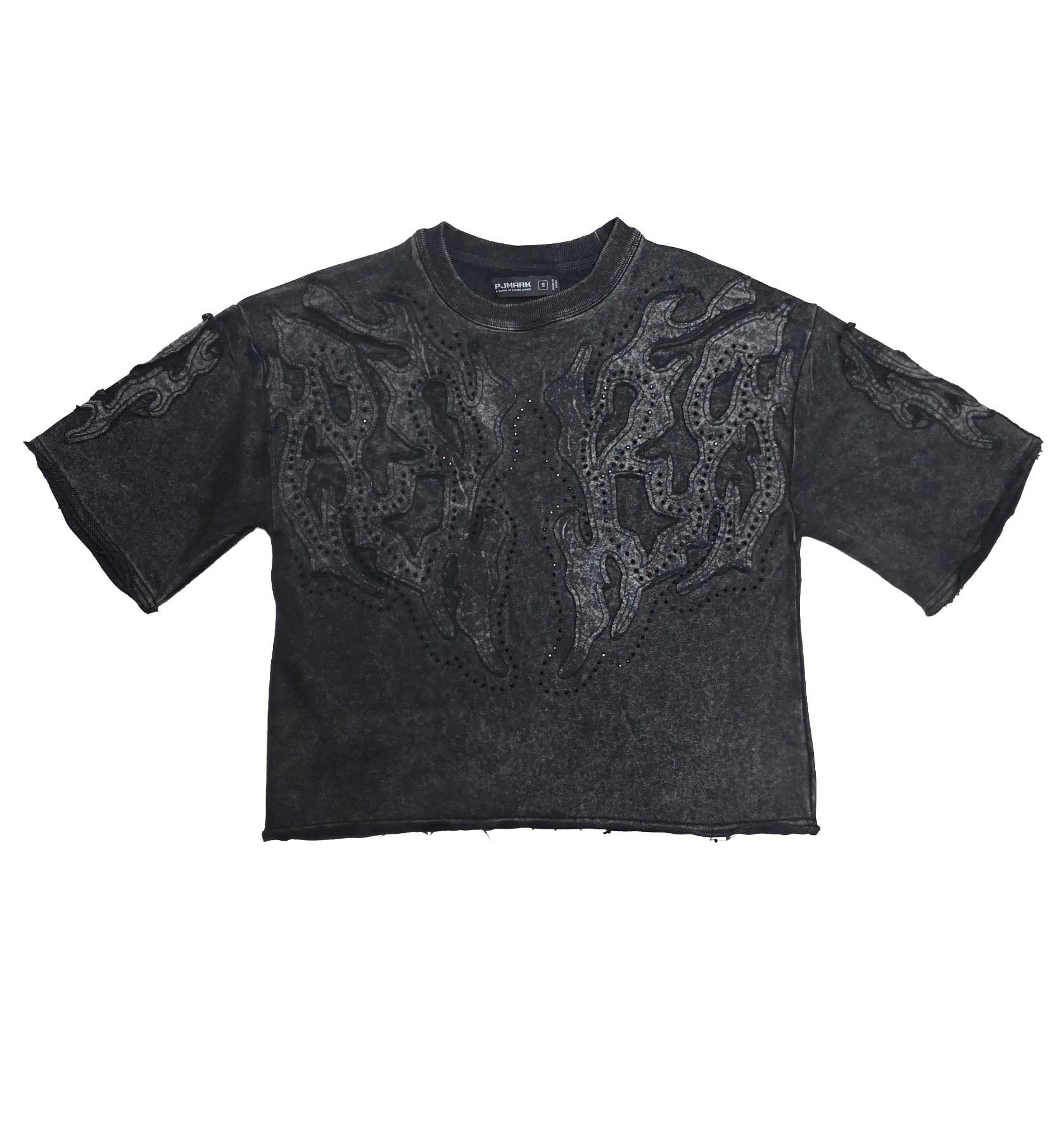 PJ Mark Acid-Washed F. Terry Cropped Tee – Black T25141 | Pro Feet