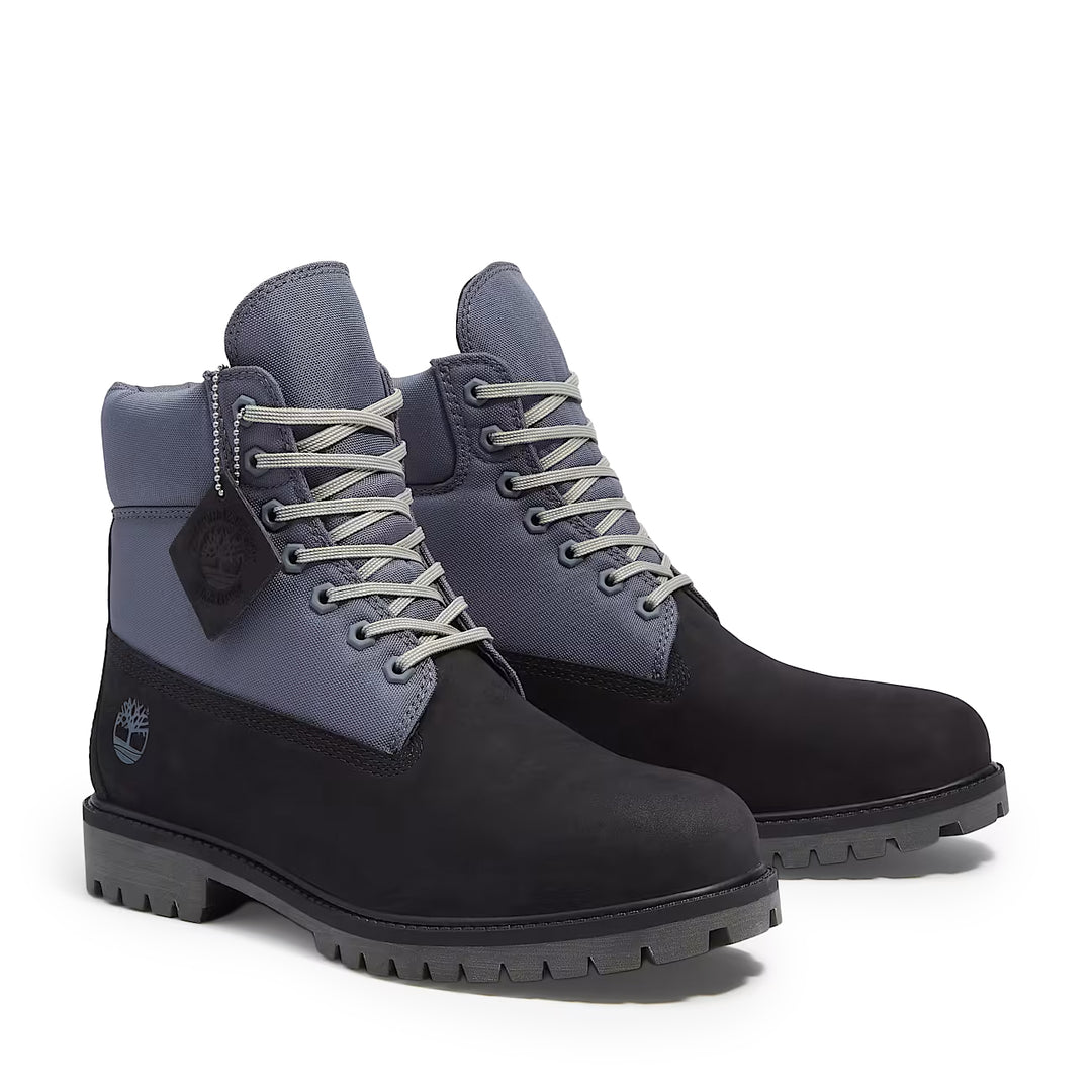 Timberland Heritage 6-Inch Waterproof Boot Black Nubuck Grey TB0A6EASELT | Pro Feet