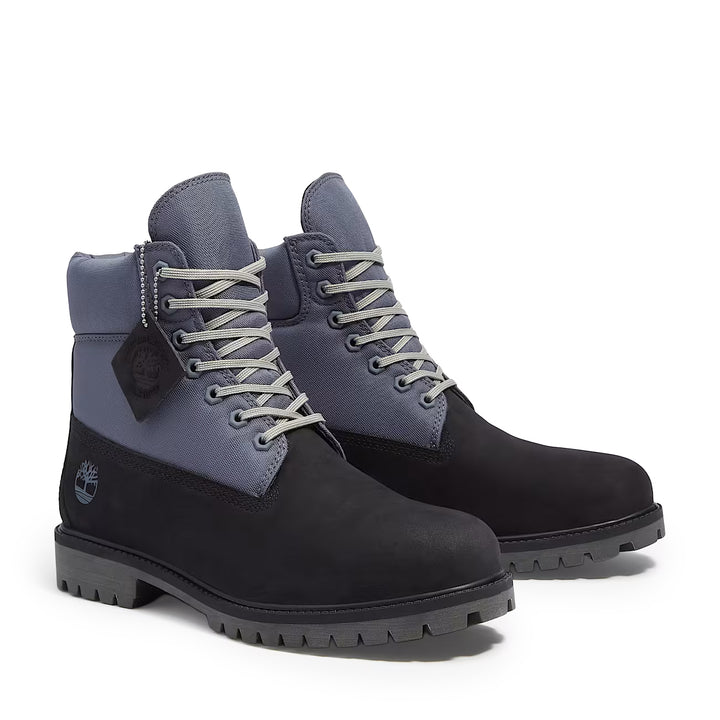 Timberland Heritage 6-Inch Waterproof Boot Black Nubuck Grey TB0A6EASELT | Pro Feet