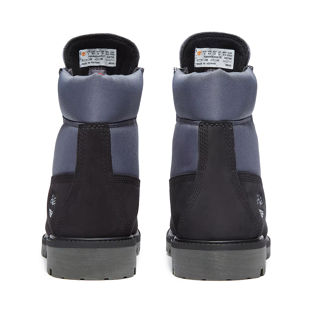 Timberland Heritage 6-Inch Waterproof Boot Black Nubuck Grey TB0A6EASELT | Pro Feet