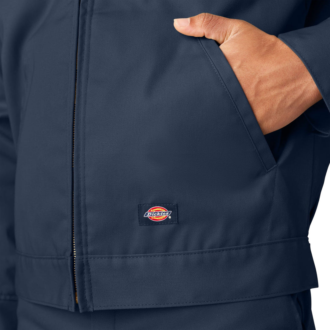 Dark Navy Dickies Insulated Eisenhower Jacket close-up on a white background