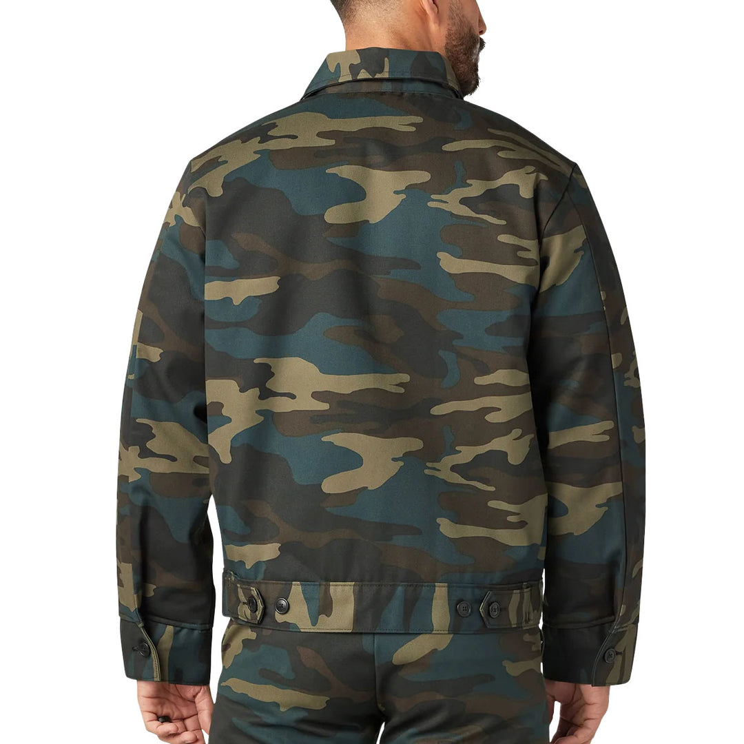 Hunter Green Camo Dickies Insulated Eisenhower Jacket on a white background