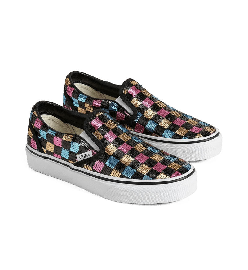 Vans Classic Slip-On GS Checkerboard Sequins VN000D35BML1 | Pro Feet