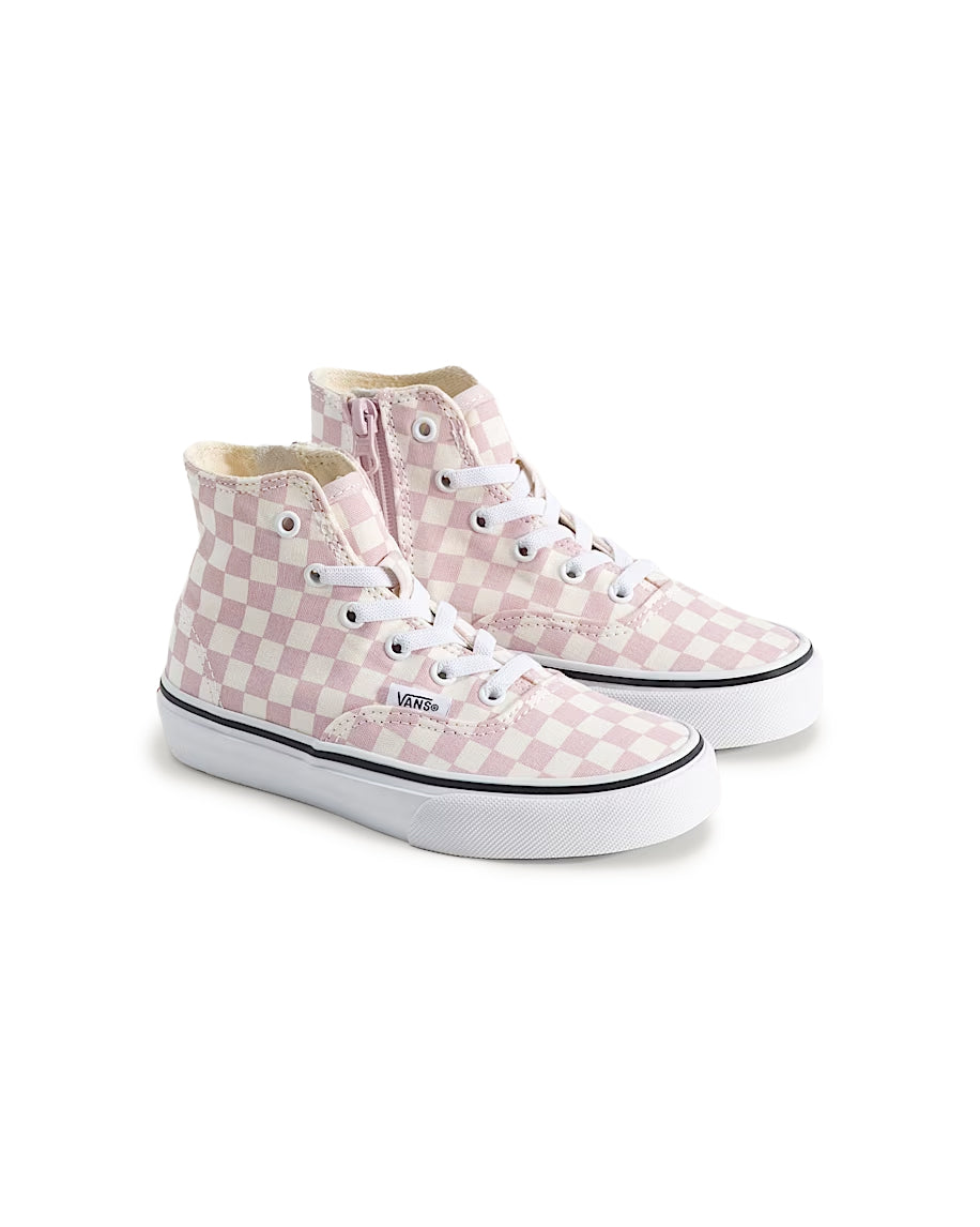 Vans Authentic Hi 2.0 Zip Shoe PS Checkerboard Pale Petal Pink VN000XUHGSF | Pro Feet