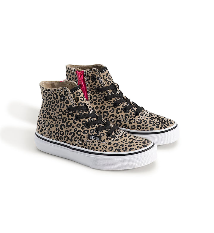 Vans Authentic Hi 2.0 Zip Shoe PS Leopard Incense Beige Pink Velvet VN000XUHHO8 | Pro Feet