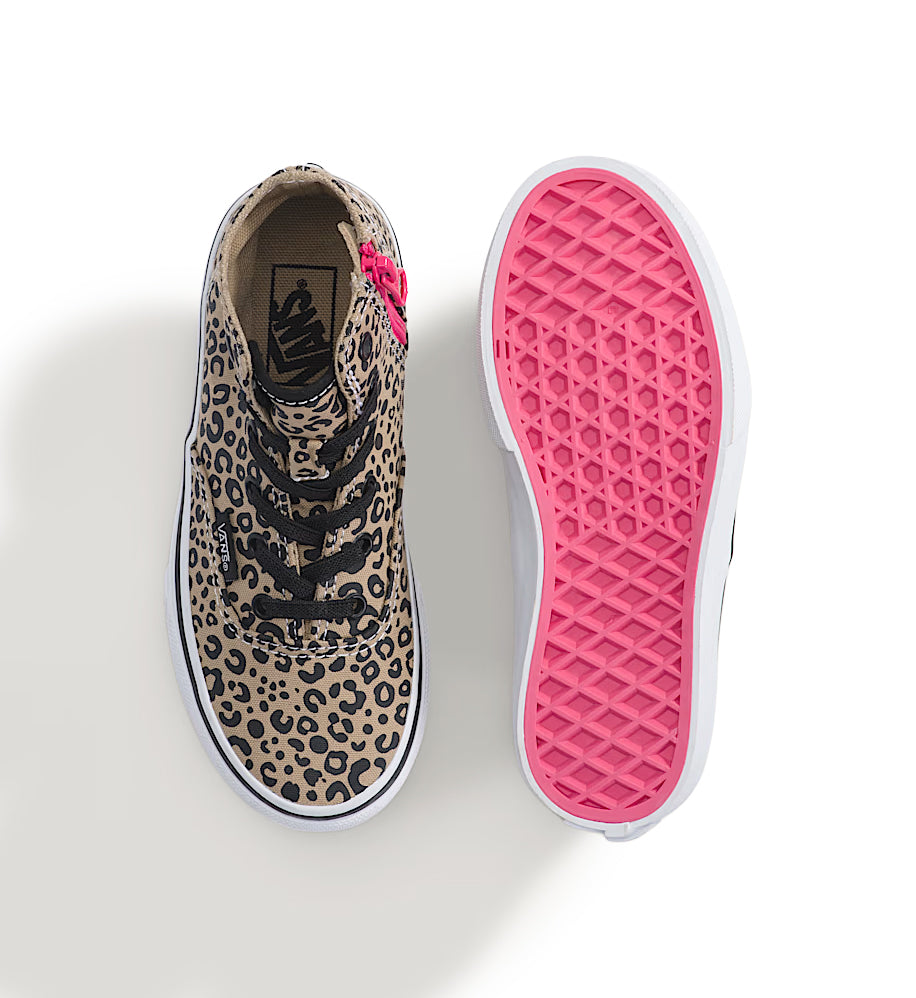 Vans Authentic Hi 2.0 Zip Shoe PS Leopard Incense Beige Pink Velvet VN000XUHHO8 | Pro Feet