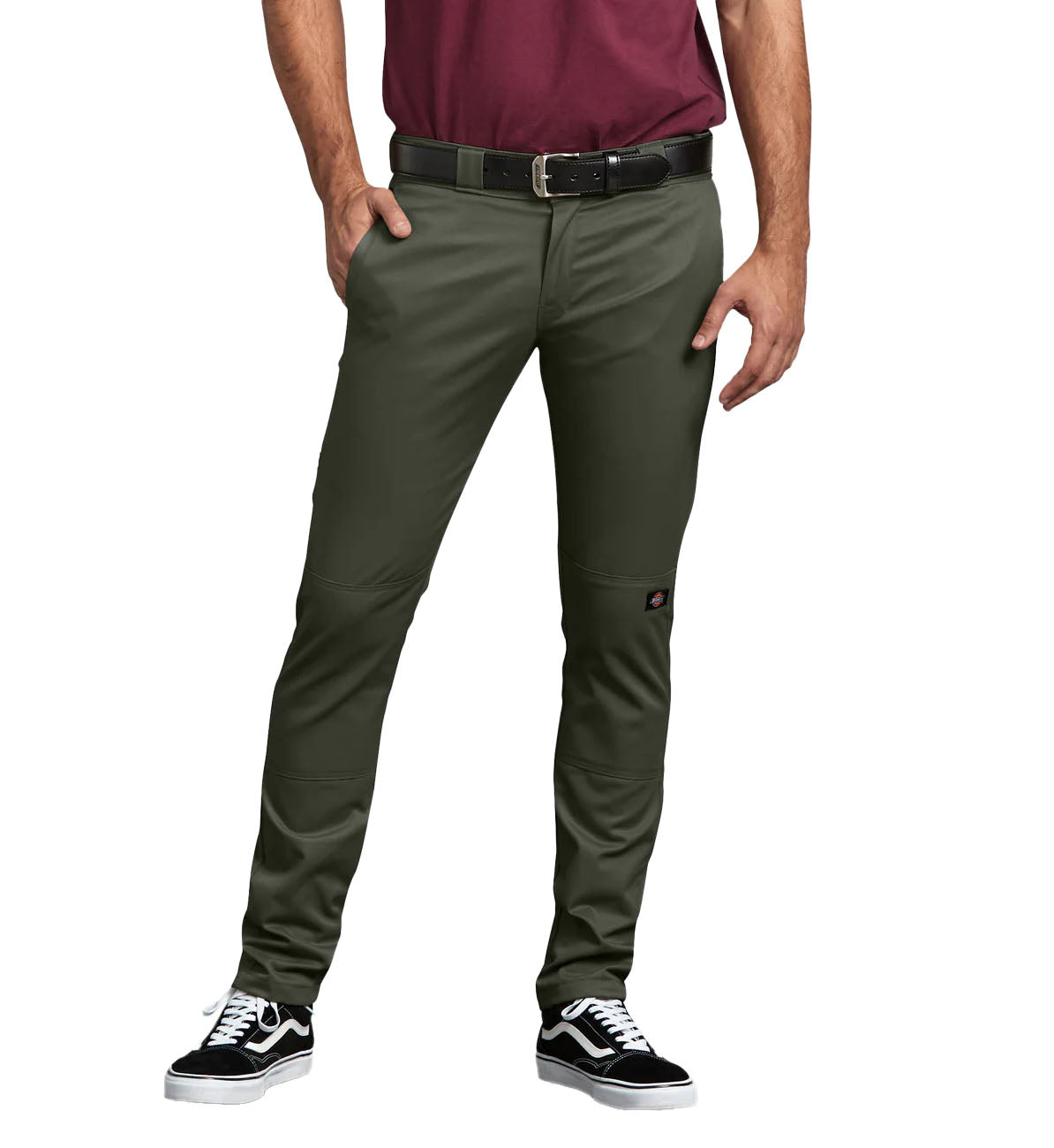 Dickies FLEX Skinny Fit Double Knee Work Pants Olive Green WP811OG | Pro Feet