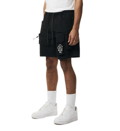 Smoke Rise Utility Nylon Cargo Shorts Black (WS24283) | Pro Feet
