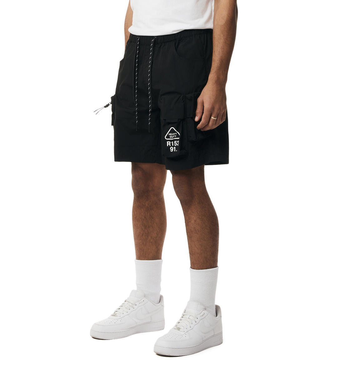 Smoke Rise Utility Nylon Cargo Shorts Black (WS24283) | Pro Feet