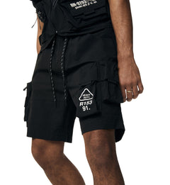 Smoke Rise Utility Nylon Cargo Shorts Black (WS24283) | Pro Feet