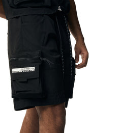 Smoke Rise Utility Nylon Cargo Shorts Black (WS24283) | Pro Feet