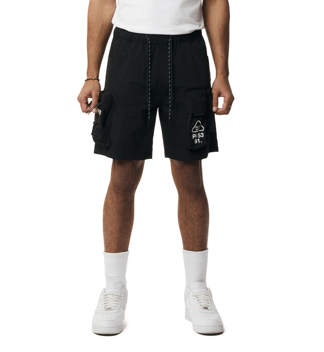 Smoke Rise Utility Nylon Cargo Shorts Black (WS24283) | Pro Feet