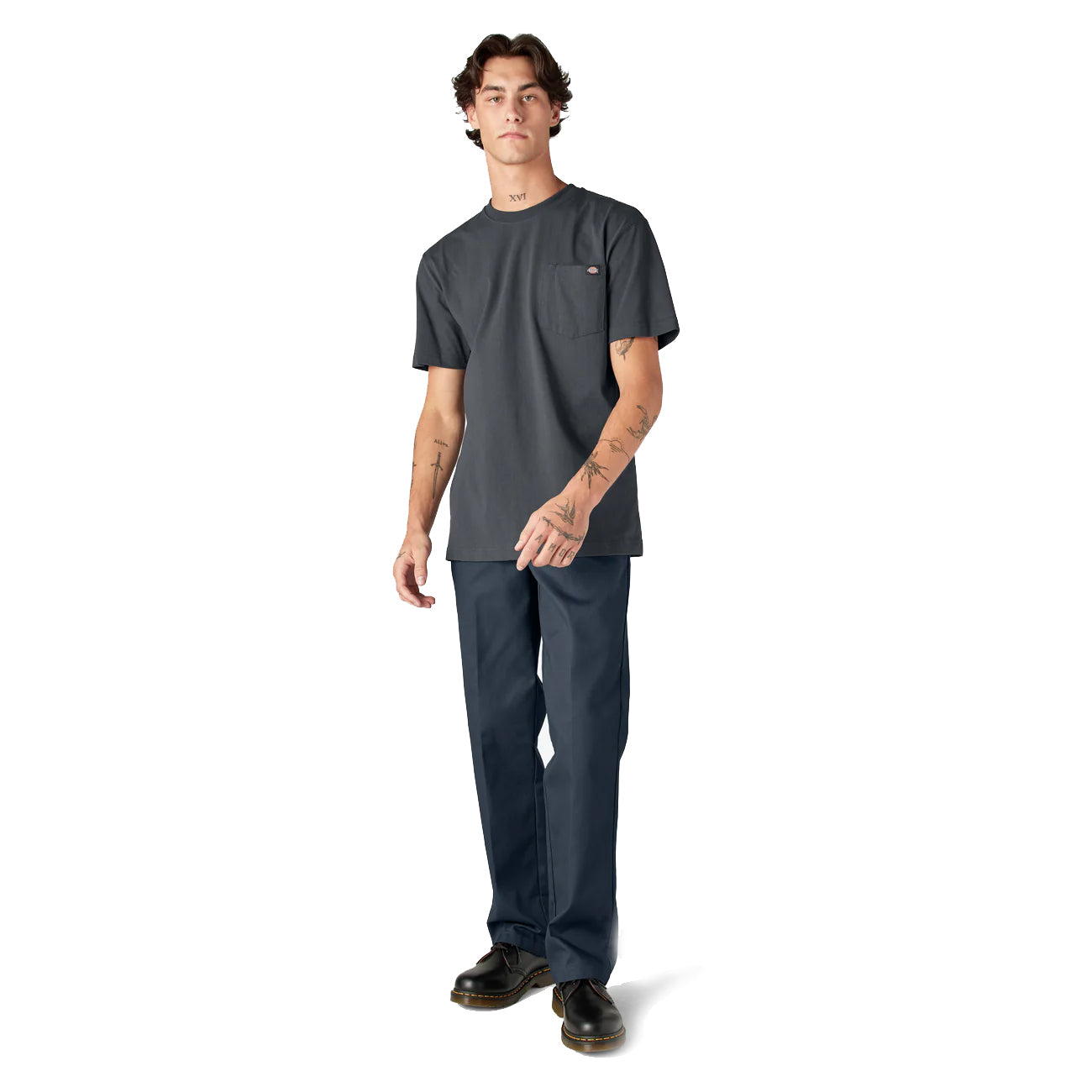 Dickies Heavyweight Short Sleeve Pocket T-Shirt Charcoal Gray WS450CH | Pro Feet
